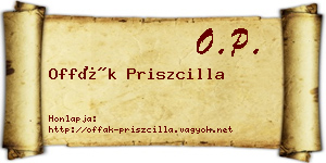 Offák Priszcilla névjegykártya
